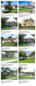 Various residential homes with well-kept lawns and tropical plants.