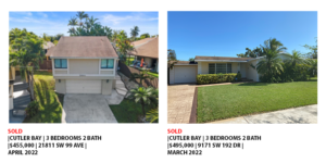Two homes for sale with prices and details shown side by side.