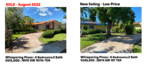 Two homes listed for sale with photos and prices.