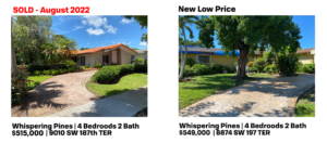 Two suburban homes with well-kept lawns and clear skies.