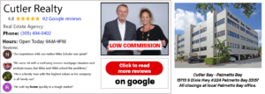 5-star reviews for local realtors with images of the office location and Cutler Bay and Palmetto Bay realtors.